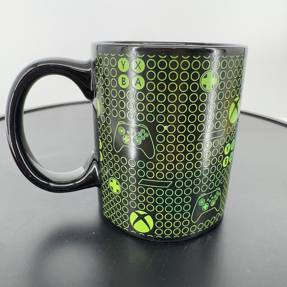Xbox Paladone Coffee Mug Black Neon Green Controller Logo 2021 Microsoft Gaming